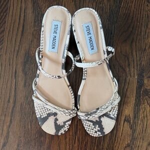 Steve Madden Beige and Black Snake Print Sandals